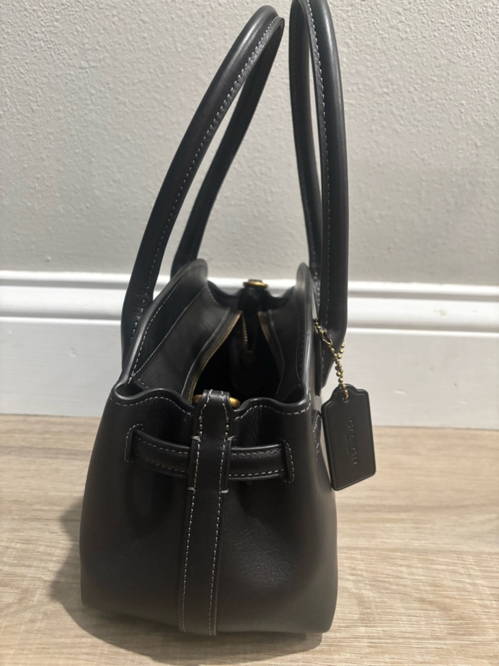 Coach Black Leather Mini Satchel with Gold Hardware - Picture 5 of 10